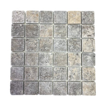 Load image into Gallery viewer, SILVER TRAVERTINE SQUARE TUMBLED MOSAIC
