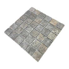 Load image into Gallery viewer, SILVER TRAVERTINE SQUARE TUMBLED MOSAIC
