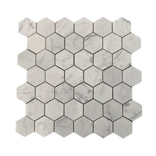 Load image into Gallery viewer, CARARRA MARBLE 48MM HEXAGON HONED MOSAIC
