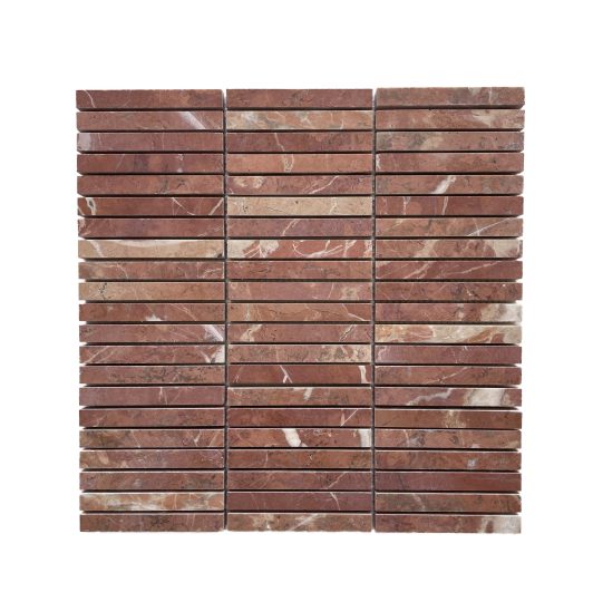 ROJO ALICANTE SMALL KITKAT HONED MARBLE MOSAIC