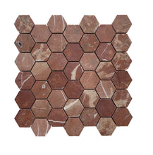 Load image into Gallery viewer, ROJO ALICANTE MARBLE 48MM HEXAGON HONED MOSAIC
