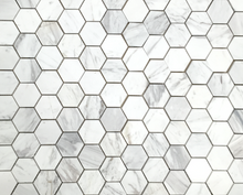 Load image into Gallery viewer, GREEK VOLAKAS MARBLE 48MM HEXAGON HONED MOSAIC
