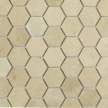 Load image into Gallery viewer, CREMA MARFIL MARBLE 48MM HEXAGON HONED MOSAIC
